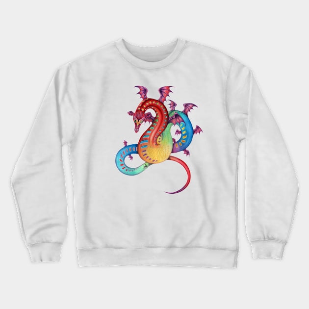 Fabulous Rainbow Dragon in Red, Blue, Yellow Crewneck Sweatshirt by Sandra Staple